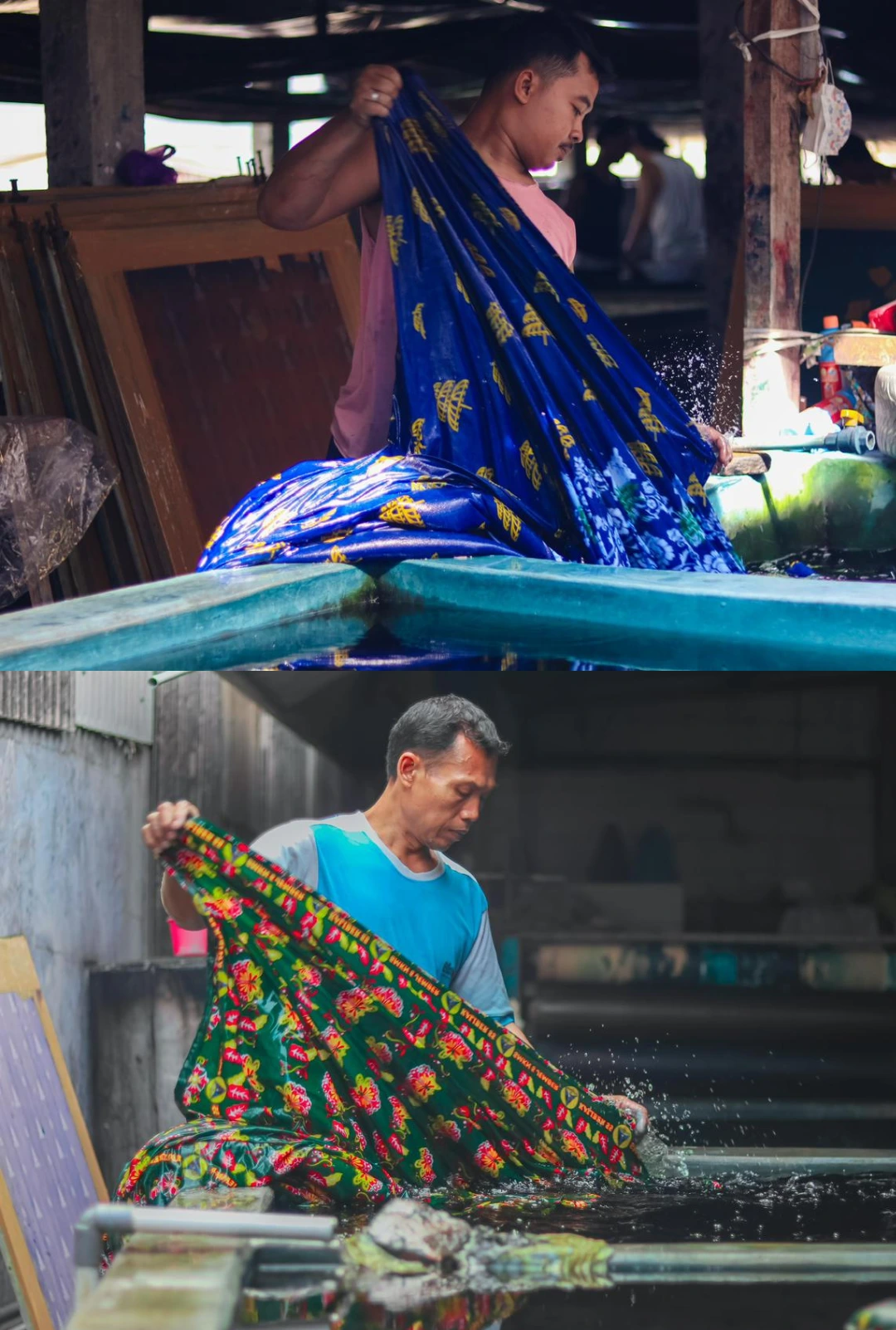Tim pengrajin Batik Aji Kusuma bekerja di lini produksi